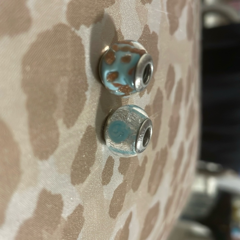 2 MURANO ITALY GLASS BEAD CHARMS